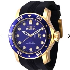 NWT Invicta Pro Diver Mens Watch (45737) 48mm Steel Gold-Tone Case, Black Bands